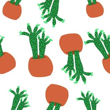 Cacti pattern in cartoon style Stockillustratie