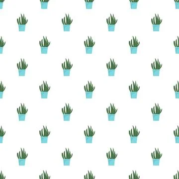 Cacti pot pattern seamless Stock Illustration