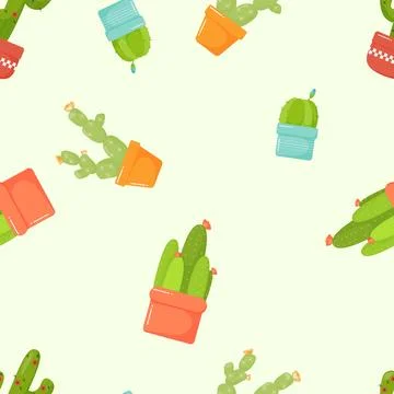 Cacti in pots pattern Stock-Illustration