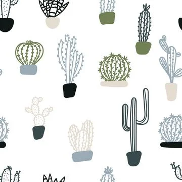 Cacti in the Scandinavian style Stock Illustration