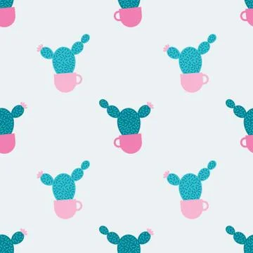 Cacti seamless pattern with succulent green cactus Stock Illustration