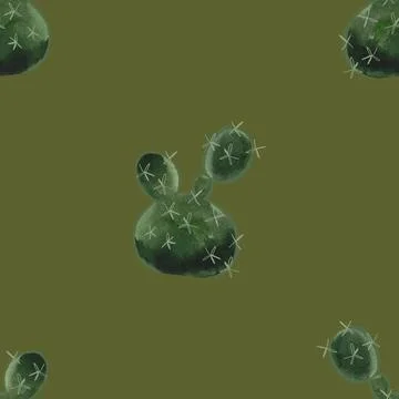 Cacti. Seamless watercolor pattern for wrapping paper, wallpaper and textiles. Stock Illustration