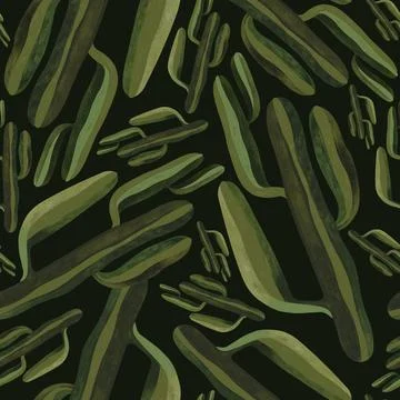 Cacti. Seamless watercolor pattern for wrapping paper, wallpaper and textiles. Stock Illustration