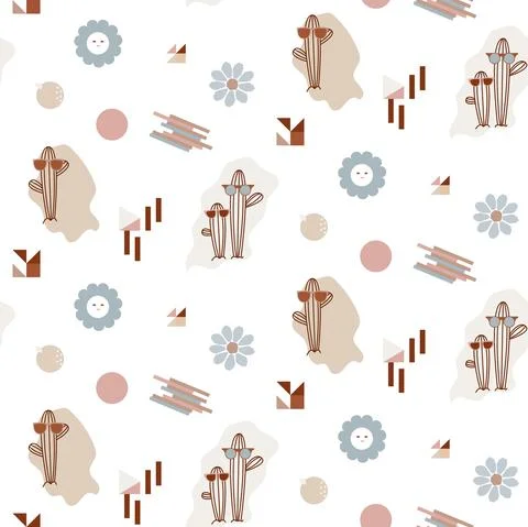 Cacti in sunglasses seamless vector pattern with cute funny cartoon cactuses イラスト素材