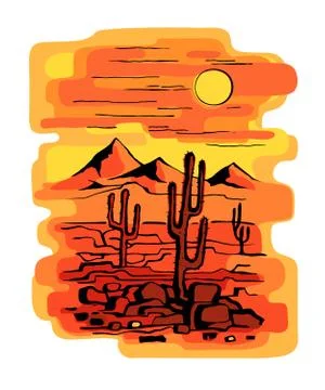 Cacti at sunset Stock Illustration