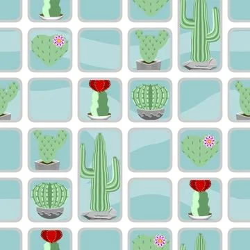 Cacti in the windows Stock Illustration