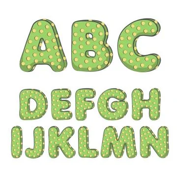 Cactus alphabet from A to N. Isolated vector objects on white. Stock Illustration