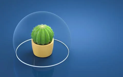 Cactus and blue background, 3d rendering. Stock Illustration