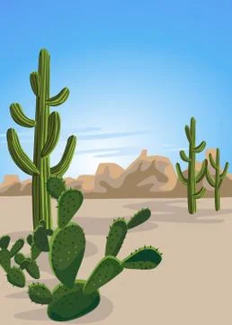 Cactus and desert Stock Illustration