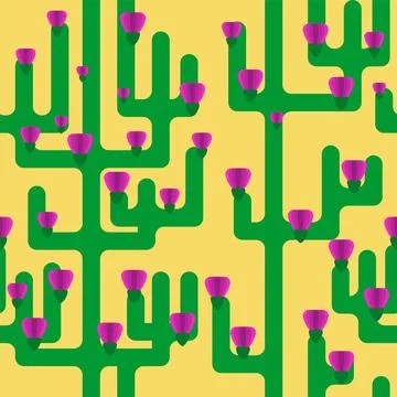 Cactus and flower pattern seamless. Baby fabric texture Illustrazione stock