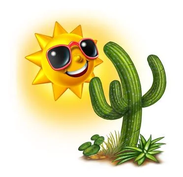 Cactus And Sun Stock-Illustration