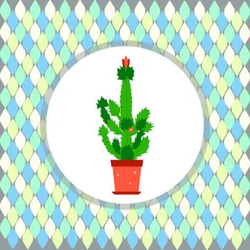 Cactus background in circle Stock Illustration