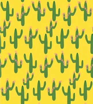 Cactus Background. Seamless Pattern. Exotic Plant. Tropical. Illustrazione stock