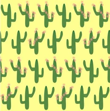 Cactus Background. Seamless Pattern. Exotic Plant. Tropical. Stock Illustration