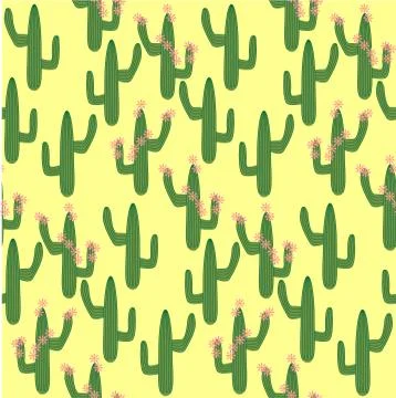 Cactus Background. Seamless Pattern. Exotic Plant. Tropical. Stock Illustration