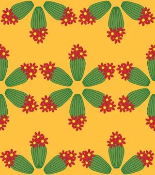 Cactus Background. Seamless Pattern. Exotic Plant. Tropical. Illustrazione stock