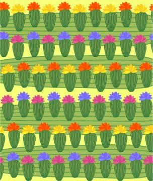 Cactus Background. Seamless Pattern. Exotic Plant. Tropical. Stock Illustration
