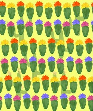 Cactus Background. Seamless Pattern. Exotic Plant. Tropical. Illustrazione stock