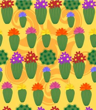 Cactus Background. Seamless Pattern. Exotic Plant. Tropical. Illustrazione stock