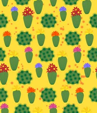 Cactus Background. Seamless Pattern. Exotic Plant. Tropical. Illustrazione stock