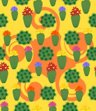 Cactus Background. Seamless Pattern. Exotic Plant. Tropical. Stock Illustration