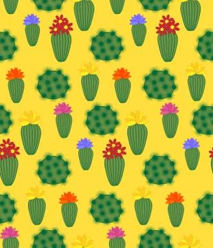 Cactus Background. Seamless Pattern. Exotic Plant. Tropical. Stock Illustration