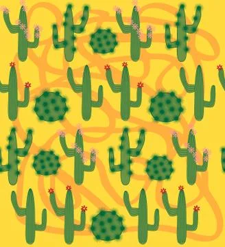 Cactus Background. Seamless Pattern. Exotic Plant. Tropical. Stock Illustration