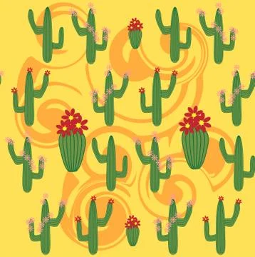 Cactus Background. Seamless Pattern. Exotic Plant. Tropical. Stock Illustration