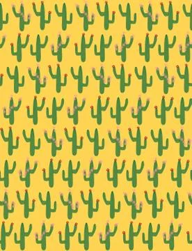 Cactus Background. Seamless Pattern. Exotic Plant. Tropical. Stock Illustration