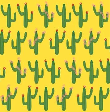 Cactus Background. Seamless Pattern. Exotic Plant. Tropical. Stock Illustration