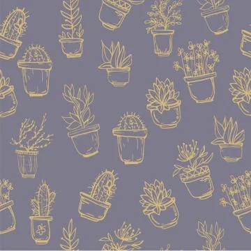 Cactus background seamless pattern Illustrazione stock