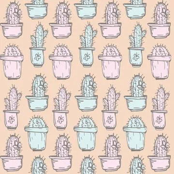 Cactus background seamless pattern Stock Illustration