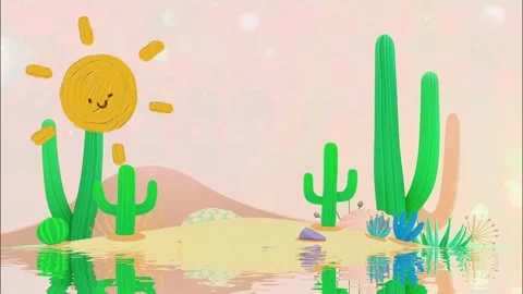 Cactus Beach Cartoon Animation Background Video Stock Footage 301360898