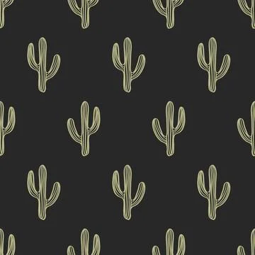 Cactus Boho Seamless Pattern. Cacti Repeat Print Stock Illustration
