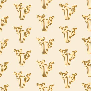 Cactus Boho Seamless Pattern. Cacti Background Stock Illustration