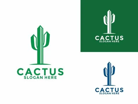 Cactus Building logo icon design vector, Creative Green Cactus with Buildin.. Ilustración de archivo