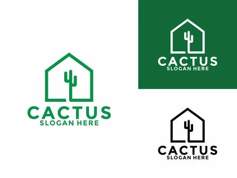 Cactus Building logo icon design vector, Creative Home Cactus with Building.. Stock Illustration