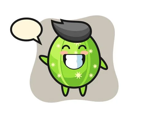 Cactus cartoon character doing wave hand gesture Stock Illustration