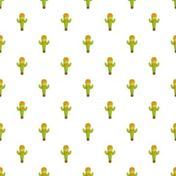 Cactus cartoon character pattern wearing a hat and scarf 스톡 일러스트