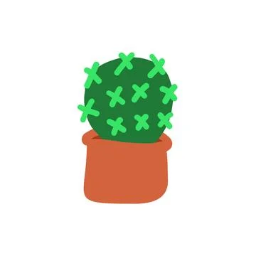 Cactus in cartoon flat style Stock Illustration