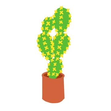 Cactus in cartoon flat style Stock Illustration