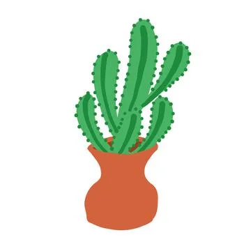 Cactus in cartoon flat style Stock Illustration