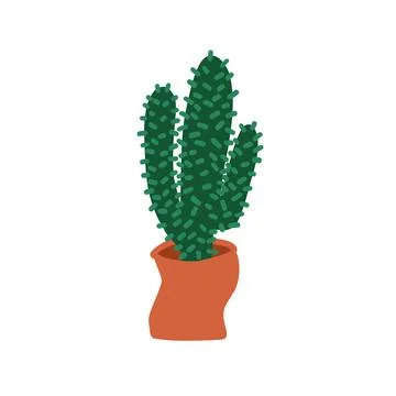 Cactus in cartoon flat style Stock Illustration