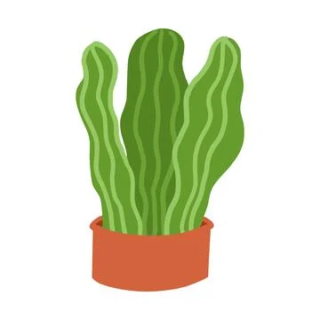 Cactus in cartoon flat style Stock Illustration