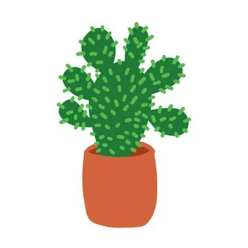 Cactus in cartoon flat style Stock Illustration