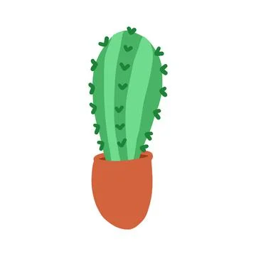Cactus in cartoon flat style Stock Illustration
