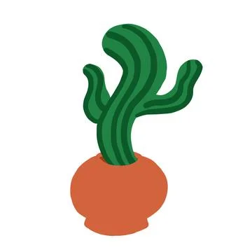 Cactus in cartoon flat style Stock Illustration