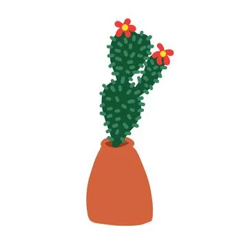 Cactus in cartoon flat style Stock Illustration
