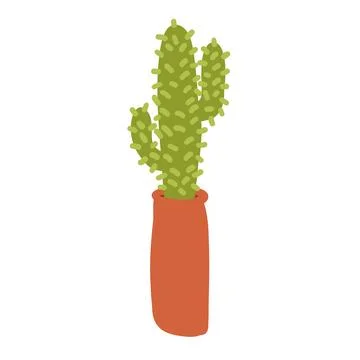 Cactus in cartoon flat style Stock Illustration