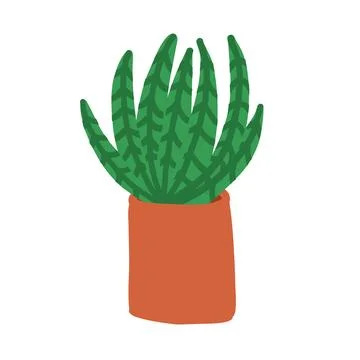 Cactus in cartoon flat style Stock Illustration